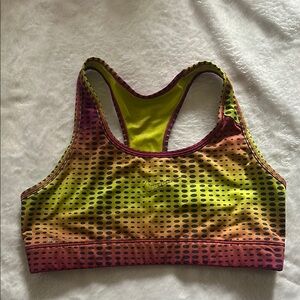 Nike Yellow and Orange Racerback Sports Bra with Seamless Design